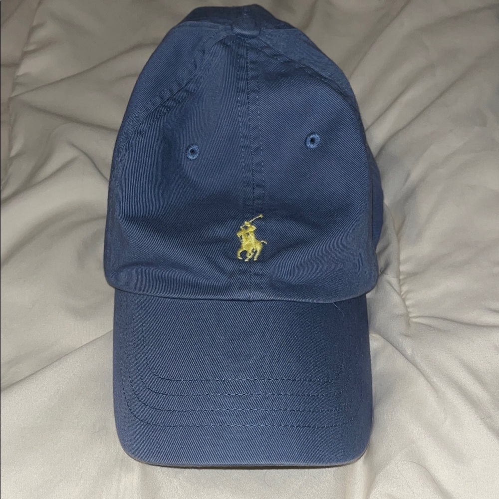 Ralph Lauren Polo Blue Hat with Yellow Polo Emblem